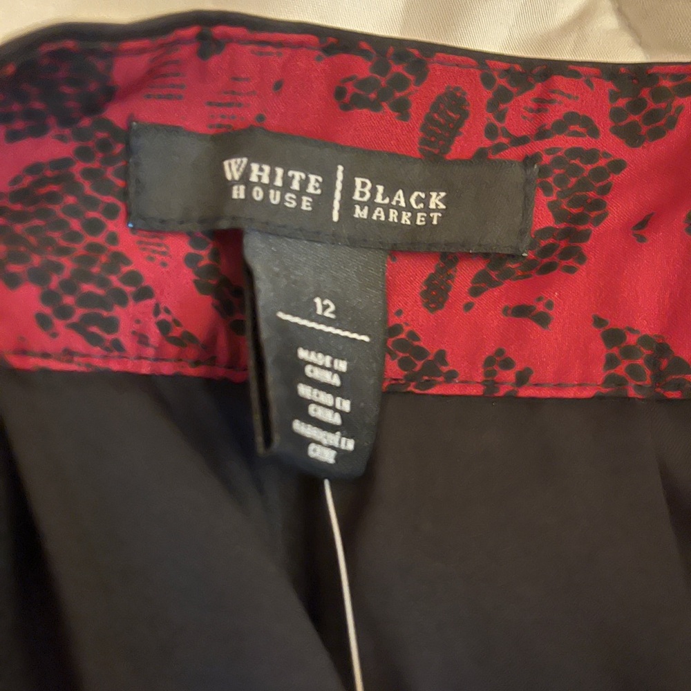 NWT White House Black Market Burgundy and Black Skirt